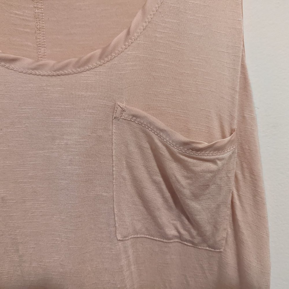 Anthropologie Pure + Good Blush Pink Satin Trim Pocket Tank - Picture 5 of 7